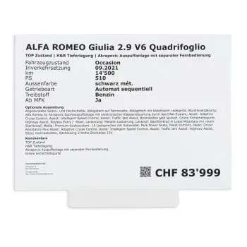 Preisblatthalter für Frontscheibe, A3 Querformat